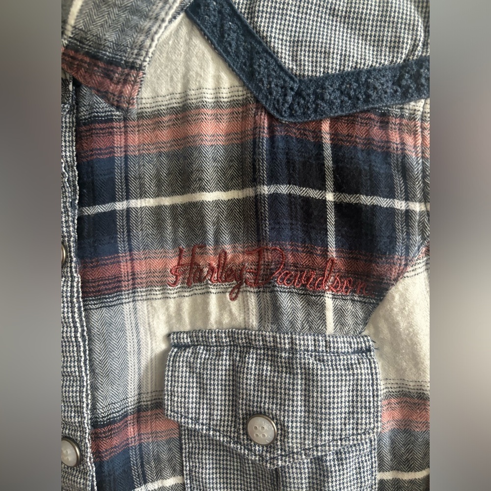 Harley Davidson Sleeveless Flannel Snap
Button Down Shirt Y2K M - Picture 3 of 6